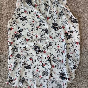 Laundry By Shelli Segal Red and White Sleeveless Blouse